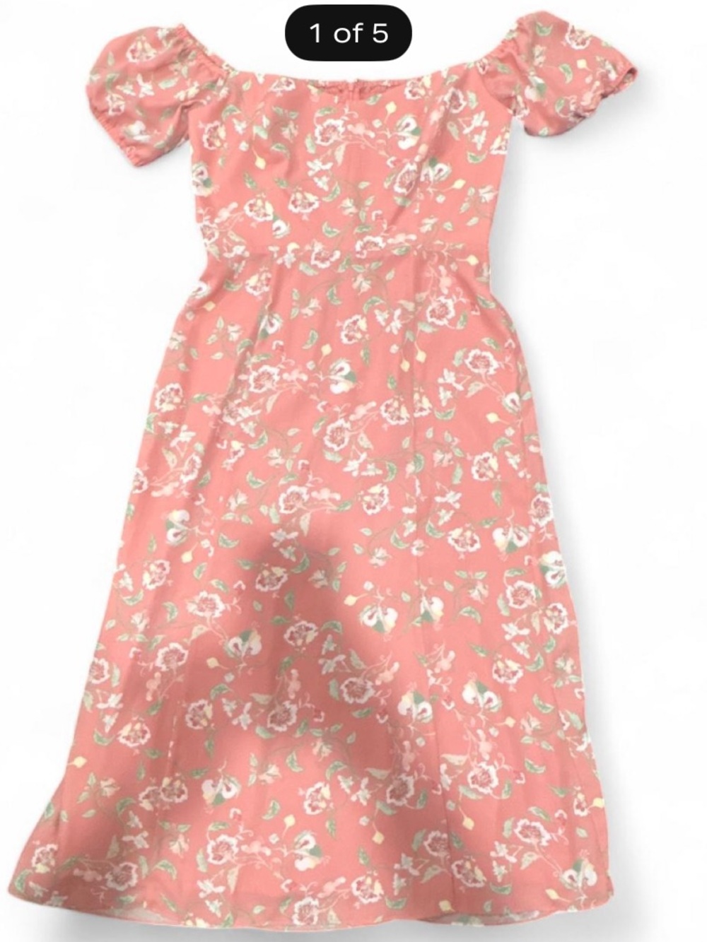 Wayf by Nordstrom Coral-Pink Floral off shoulder dress